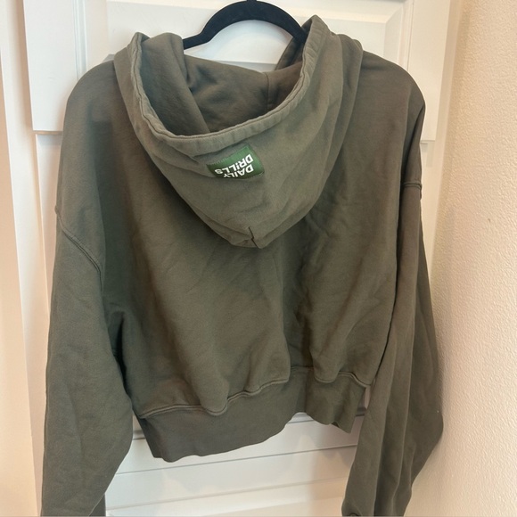Daily Drills Tops - Daily Drills Olive Green Crop Hoodie